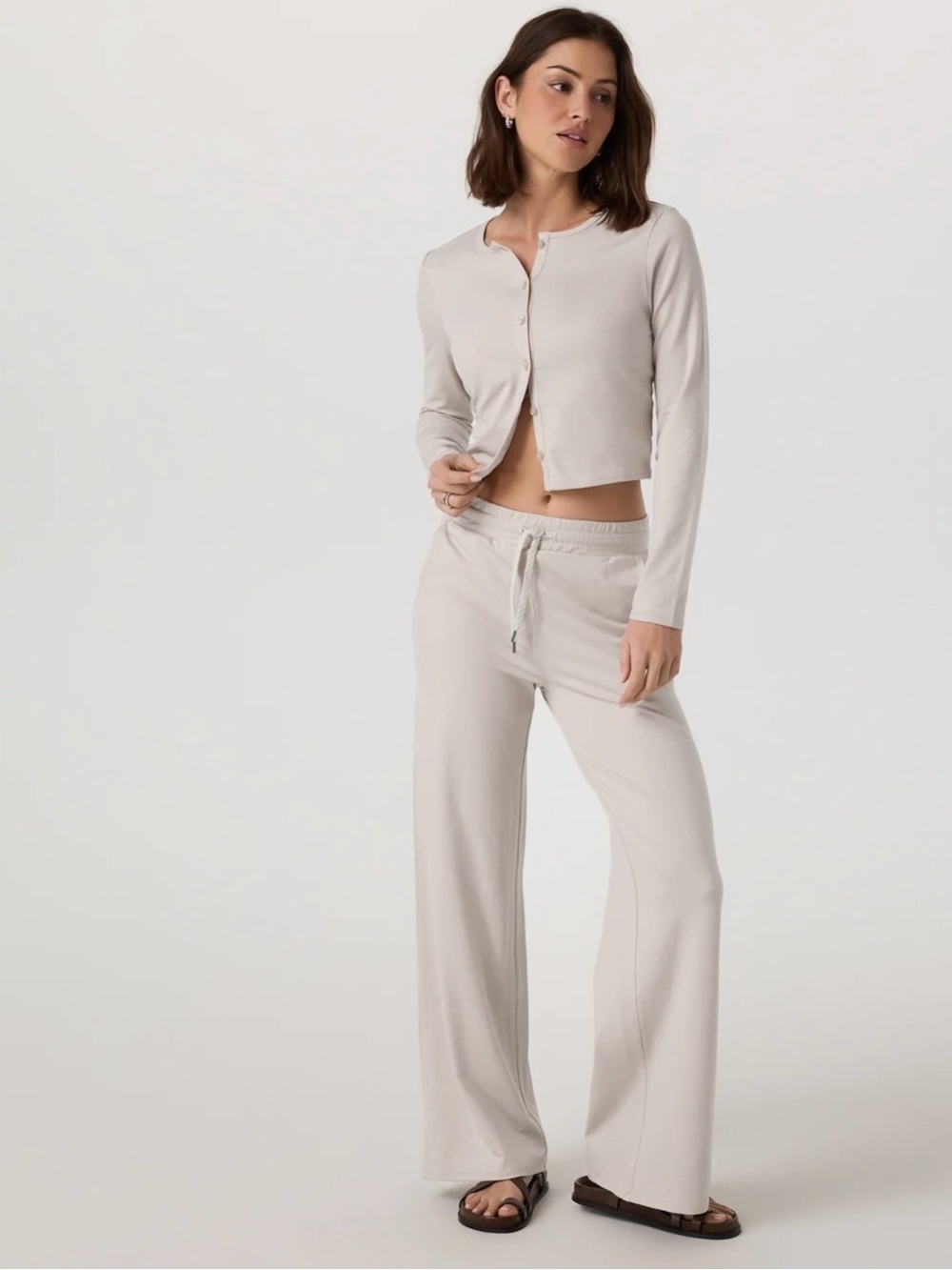 VUORI Halo Button Front Cardigan, Tan, Size Large, NEW WITH TAGS